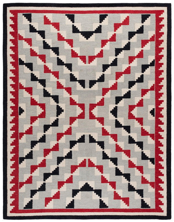 Safavieh Kenya Hand-Tufted Wool Area Rug In Bold Red And Black — Bohemian Geometric Accent For Living Rooms 8'-0" x 10'-0" KNY688P-8