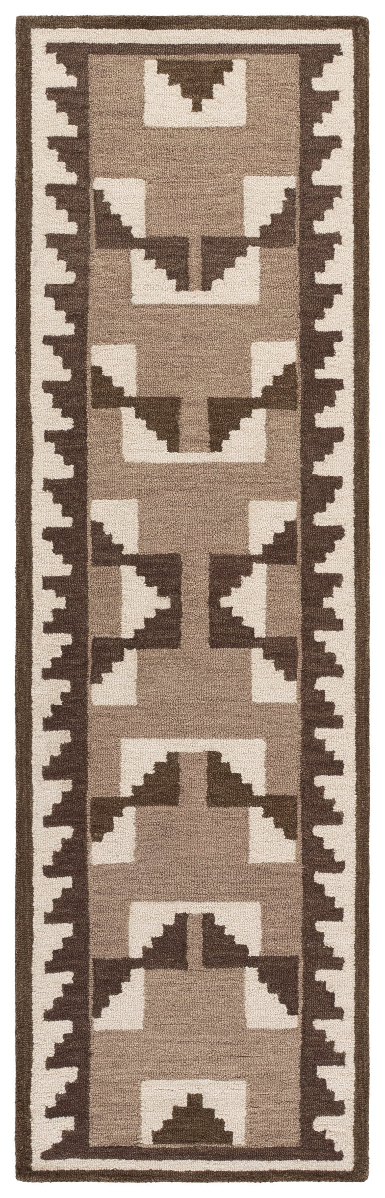 Safavieh Kenya Bohemian Hand-Tufted Wool Rug In Brown & Ivory — Low Profile Texture, Warm Natural Comfort 5'-0" x 8'-0" KNY688T-5