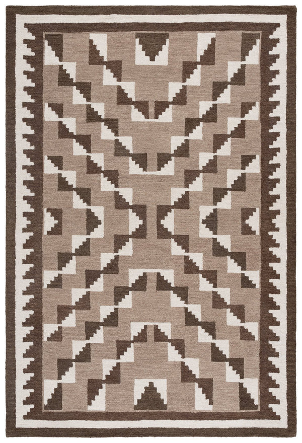 Safavieh Kenya Hand-Tufted Wool Rug 8X10 In Warm Brown And Ivory — Low-Profile Bohemian Geometric Design, Made In India 8'-0" x 10'-0" KNY688T-8