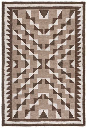 Safavieh Kenya Hand-Tufted Wool Runner In Brown & Ivory — Low 3/8" Pile, Bohemian Geometric Style For Hallways 2'-3" x 8'-0" KNY688T-28