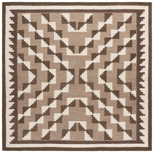Safavieh Kenya Bohemian Hand-Tufted Wool Rug In Brown & Ivory — Low Profile Texture, Warm Natural Comfort 5'-0" x 8'-0" KNY688T-5