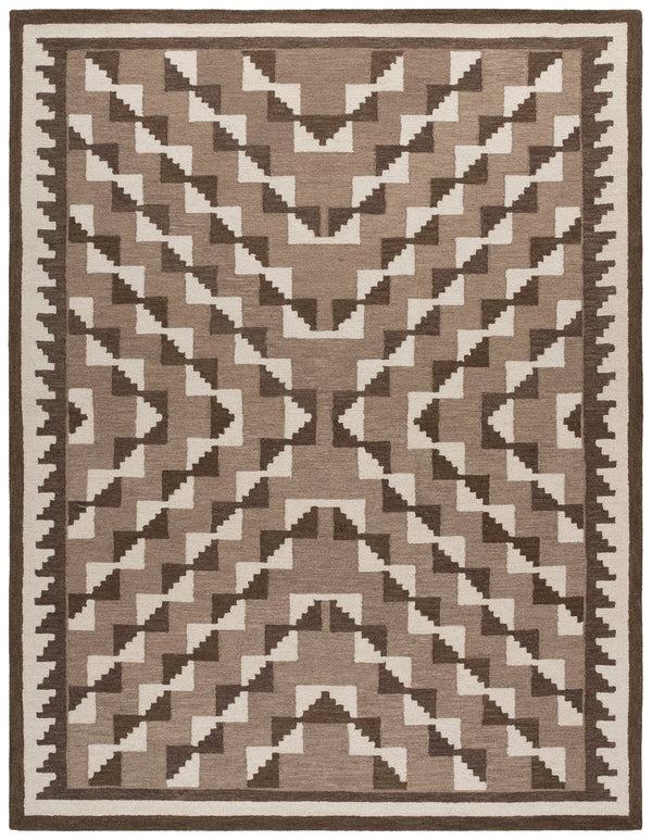 Safavieh Kenya Hand‑Tufted Brown Ivory Wool Rug — Bohemian Geometric Square, Low‑Profile Soft Resilient Surface 7'-0" x 7'-0" KNY688T-7SQ