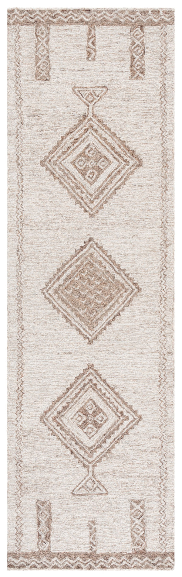 Safavieh Kenya Hand-Tufted Wool Cotton Rug In Warm Brown Beige — Bohemian Geometric Texture For Living Rooms 6'-0" x 9'-0" KNY926T-6