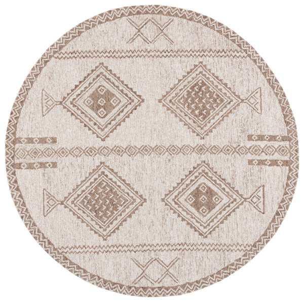 Safavieh Kenya Hand-Tufted Round Rug — Plush Wool-Cotton Floral Design In Warm Brown And Beige Tones 6'-0" x 6'-0" KNY926T-6R