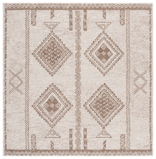 Safavieh Kenya Hand-Tufted 8X10 Wool Rug — Brown Beige Floral Motif, Low-Profile Pile, Durable Comfort 8'-0" x 10'-0" KNY926T-8