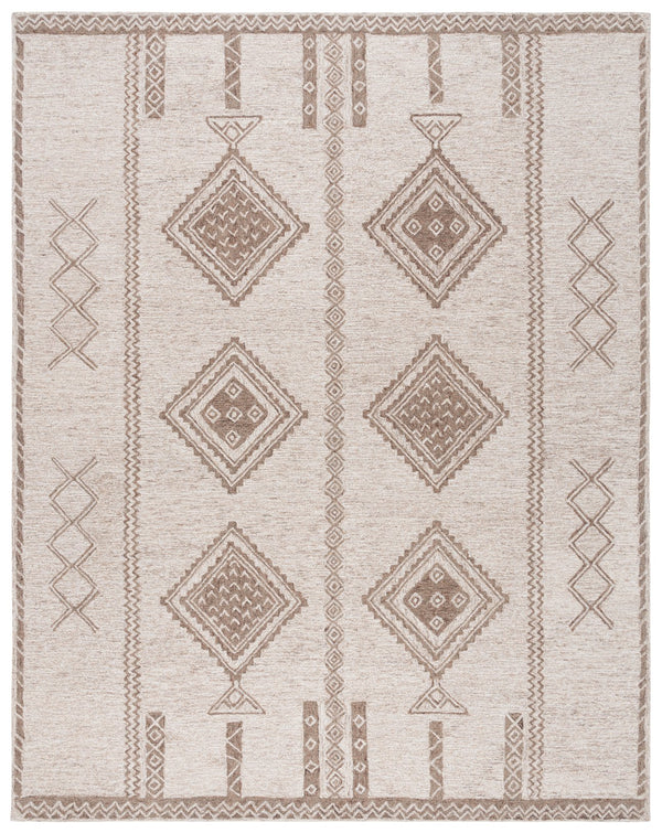 Safavieh Kenya Hand-Tufted 8X10 Wool Rug — Brown Beige Floral Motif, Low-Profile Pile, Durable Comfort 8'-0" x 10'-0" KNY926T-8