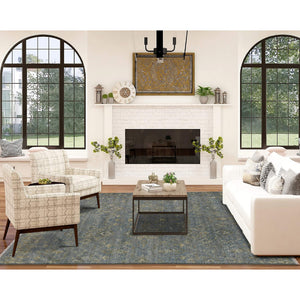 Kohinoor Hand-knotted New Zealand Wool Floral Rug Transitional Living Room Accent