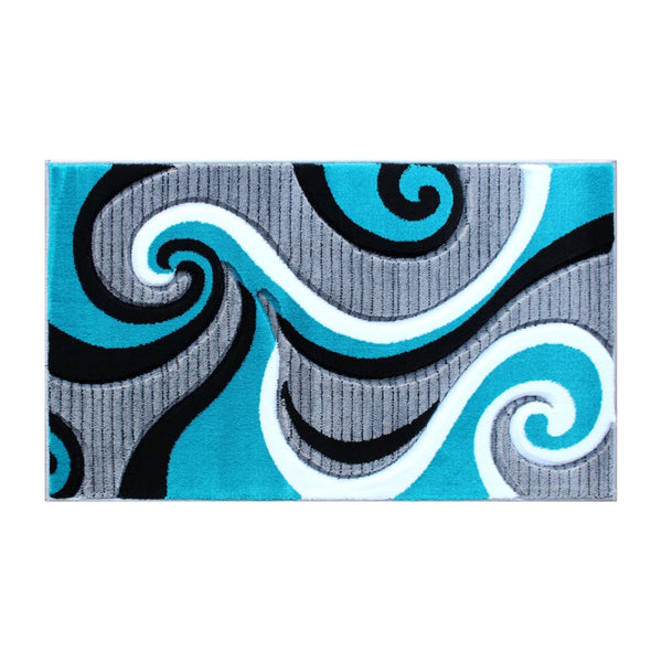 English Elm Athos Collection Abstract Area Rug - Contemporary Olefin Design with Jute Backing for Home Elegance Turquoise 2' x 3' KP-RG952-23-TQ-GG