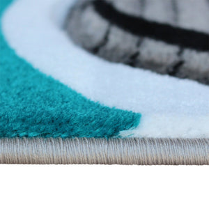 English Elm Athos Collection Abstract Area Rug - Contemporary Olefin Design with Jute Backing for Home Elegance Turquoise 2' x 3' KP-RG952-23-TQ-GG