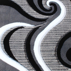 English Elm Athos Collection Abstract Area Rug - Contemporary Olefin Design with Jute Backing for Home Elegance Grey 2' x 7' KP-RG952-27-GY-GG