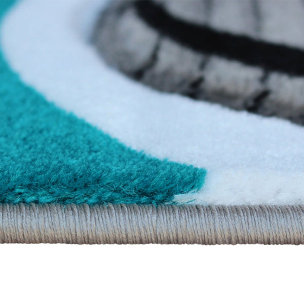 English Elm Athos Collection Abstract Area Rug - Contemporary Olefin Design with Jute Backing for Home Elegance Turquoise 3' x 16' KP-RG952-316-TQ-GG