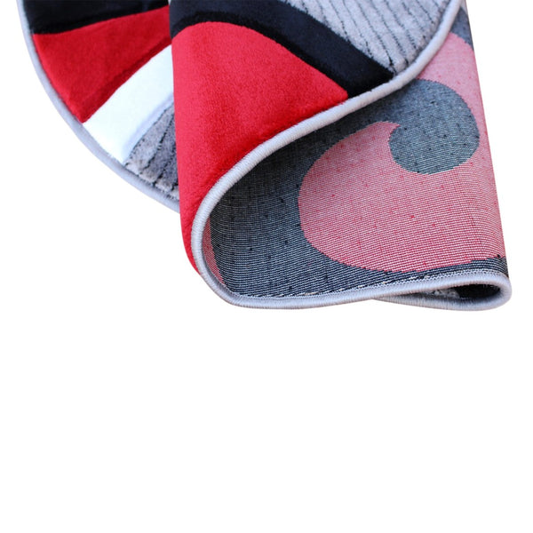 English Elm Athos Collection Abstract Area Rug - Contemporary Olefin Design with Jute Backing for Home Elegance Red 5' Round KP-RG952-55-RD-GG