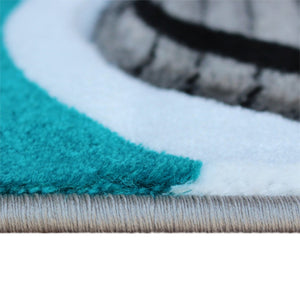 English Elm Athos Collection Abstract Area Rug - Contemporary Olefin Design with Jute Backing for Home Elegance Turquoise 5' x 7' KP-RG952-57-TQ-GG