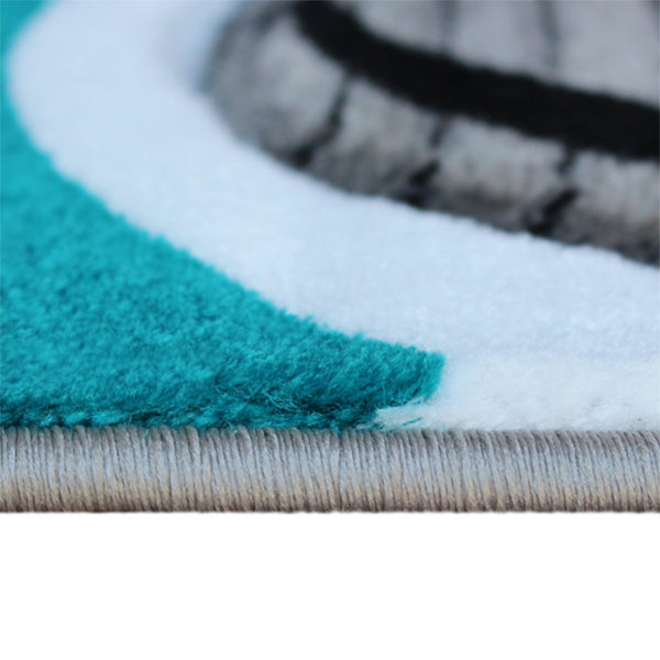 English Elm Athos Collection Abstract Area Rug - Contemporary Olefin Design with Jute Backing for Home Elegance Turquoise 5' x 7' KP-RG952-57-TQ-GG