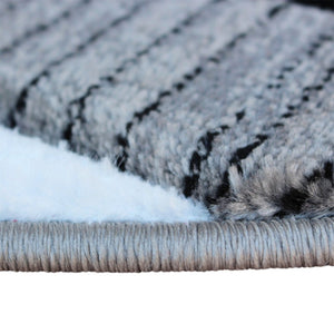 English Elm Athos Collection Abstract Area Rug - Contemporary Olefin Design with Jute Backing for Home Elegance Grey 8' Round KP-RG952-88-GY-GG