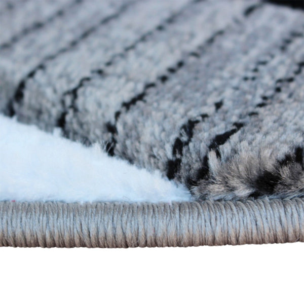 English Elm Athos Collection Abstract Area Rug - Contemporary Olefin Design with Jute Backing for Home Elegance Grey 8' Round KP-RG952-88-GY-GG