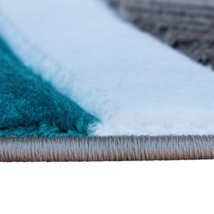 English Elm Athos Collection Abstract Area Rug - Contemporary Olefin Design with Jute Backing for Home Elegance Turquoise 8' Round KP-RG952-88-TQ-GG