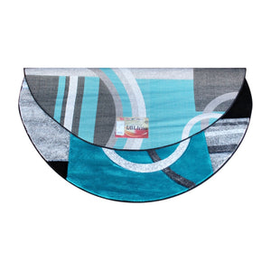 English Elm Audra Collection Modern Geometric Abstract Area Rug - Soft, Stain-Resistant Olefin for High-Traffic Areas Turquoise 5' Round KP-RG953-55-TQ-GG