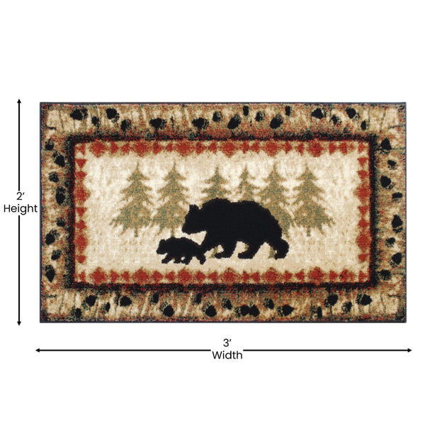 English Elm Ursus Rustic Lodge Bear and Cub Area Rug – Cozy Nature-Inspired Design for Any Space, Easy Care Brown 2' x 3' KP-RGB3940-23-BN-GG