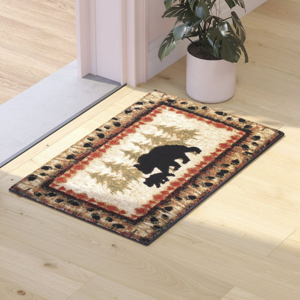 English Elm Ursus Rustic Lodge Bear and Cub Area Rug – Cozy Nature-Inspired Design for Any Space, Easy Care Brown 2' x 3' KP-RGB3940-23-BN-GG