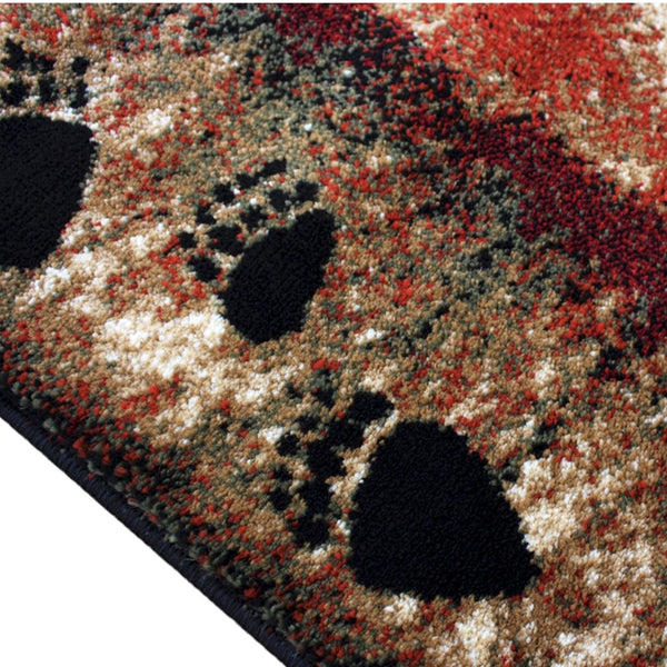 English Elm Ursus Rustic Lodge Bear and Cub Area Rug – Cozy Nature-Inspired Design for Any Space, Easy Care Brown 4' x 5' KP-RGB3940-45-BN-GG