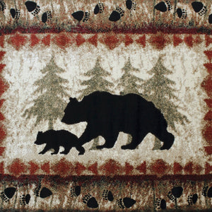 English Elm Ursus Rustic Lodge Bear and Cub Area Rug – Cozy Nature-Inspired Design for Any Space, Easy Care Brown 6' x 9' KP-RGB3940-69-BN-GG