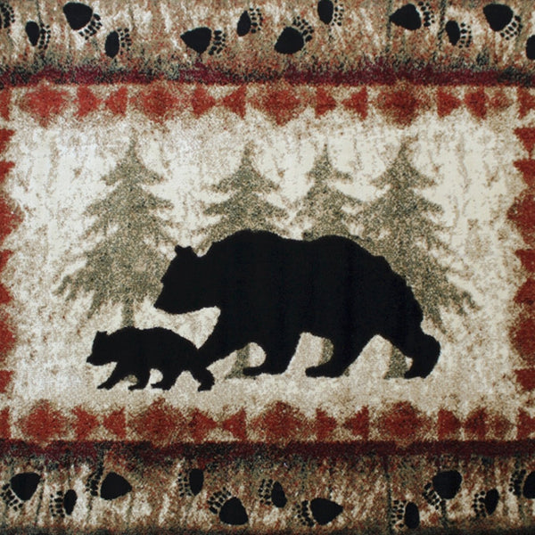 English Elm Ursus Rustic Lodge Bear and Cub Area Rug – Cozy Nature-Inspired Design for Any Space, Easy Care Brown 6' x 9' KP-RGB3940-69-BN-GG