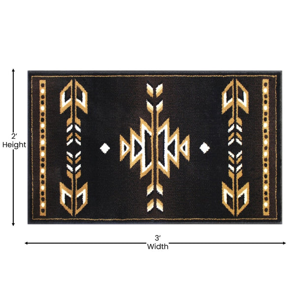 English Elm Amado Collection Southwestern Area Rug - Stylish Olefin Accent with Durable Jute Backing for Home Decor Brown 2' x 3' KP-RGB9072-23-BN-GG