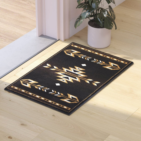 English Elm Amado Collection Southwestern Area Rug - Stylish Olefin Accent with Durable Jute Backing for Home Decor Brown 2' x 3' KP-RGB9072-23-BN-GG