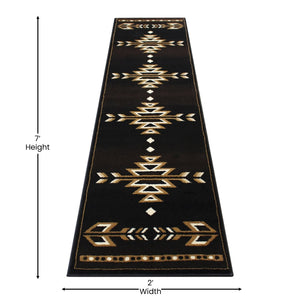 English Elm Amado Collection Southwestern Area Rug - Stylish Olefin Accent with Durable Jute Backing for Home Decor Brown 2' x 7' KP-RGB9072-27-BN-GG