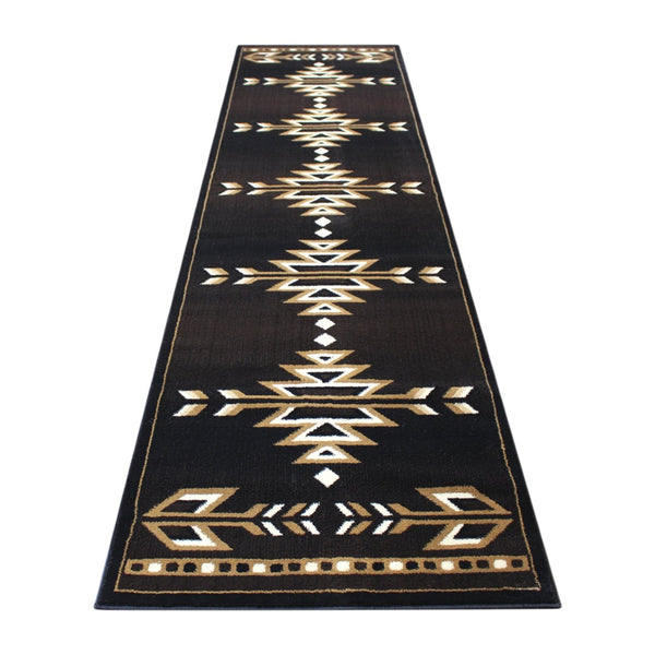 English Elm Amado Collection Southwestern Area Rug - Stylish Olefin Accent with Durable Jute Backing for Home Decor Brown 3' x 10' KP-RGB9072-310-BN-GG