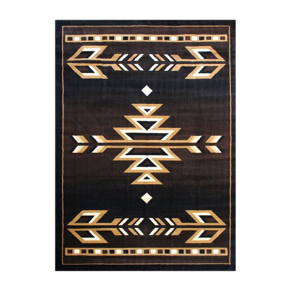 English Elm Amado Collection Southwestern Area Rug - Stylish Olefin Accent with Durable Jute Backing for Home Decor Brown 5' x 7' KP-RGB9072-57-BN-GG