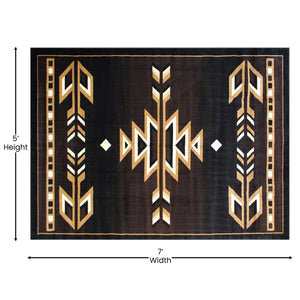 English Elm Amado Collection Southwestern Area Rug - Stylish Olefin Accent with Durable Jute Backing for Home Decor Brown 5' x 7' KP-RGB9072-57-BN-GG