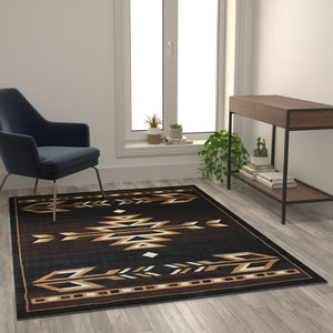 English Elm Amado Collection Southwestern Area Rug - Stylish Olefin Accent with Durable Jute Backing for Home Decor Brown 5' x 7' KP-RGB9072-57-BN-GG