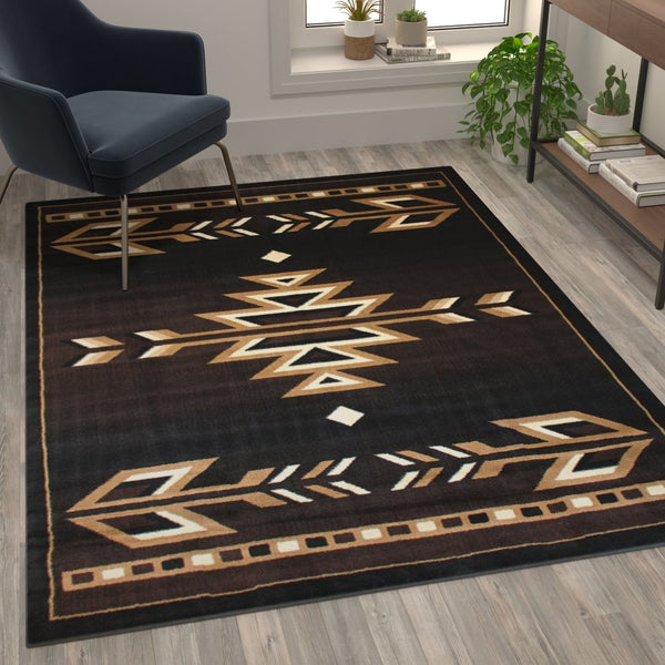 English Elm Amado Collection Southwestern Area Rug - Stylish Olefin Accent with Durable Jute Backing for Home Decor Brown 5' x 7' KP-RGB9072-57-BN-GG
