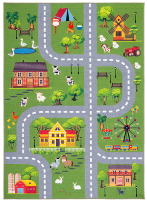 Safavieh Kids Playhouse Road & Countryside Rug 9X12 - Dark Green Light Grey, Durable Polyamide, Low-Profile Backed KPH235Y-9