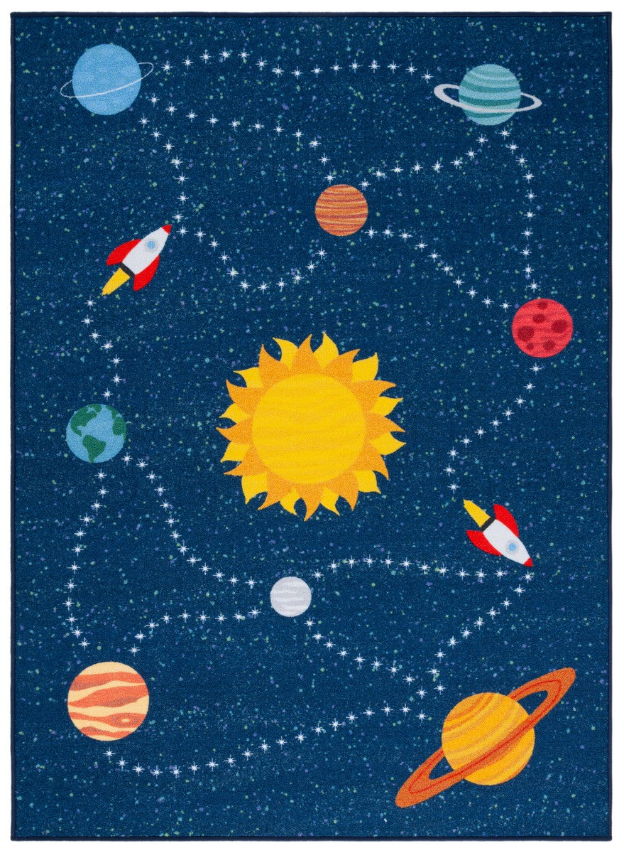 Safavieh Kids Playhouse 253 KPH253 Power Loomed Kids Rug Navy / Gold KPH253N-7SQ