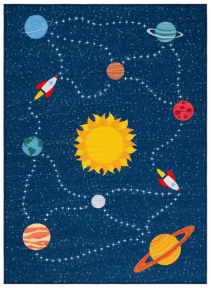 Safavieh Kids Playhouse 253 KPH253 Power Loomed Kids Rug Navy / Gold KPH253N-7SQ