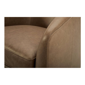 Moe's Home Oscy Leather Swivel Chair - Luxurious 360° Functionality With Solid Wood Base And Timeless Design Brown Upholstery, 100% Top Grain Leather,Solid Wood Base,Pine And Poplar Frame Kq-1015-40