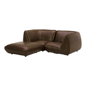 Moe's Home Zeppelin Modular Leather Sectional Sofa - Stylish 70's Inspired Design With Luxurious Comfort And Elegance Brown 100% Top Grain Leather,Solid Wood And Plywood Construction Kq-1016-03