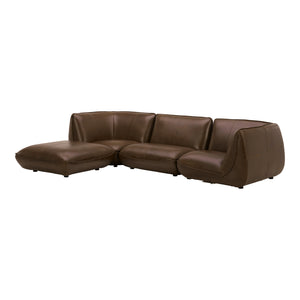Moe's Home Zeppelin Modular Leather Sectional Sofa - Stylish 70's Inspired Design With Luxurious Comfort And Elegance Brown 100% Top Grain Leather,Solid Wood And Plywood Construction Kq-1018-03