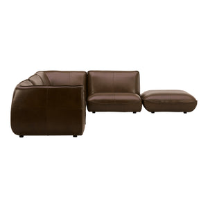 Moe's Home Zeppelin Modular Leather Sectional Sofa - Stylish 70's Inspired Design With Luxurious Comfort And Elegance Brown 100% Top Grain Leather,Solid Wood And Plywood Construction Kq-1018-03