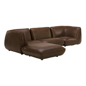 Moe's Home Zeppelin Modular Leather Sectional Sofa - Stylish 70's Inspired Design With Luxurious Comfort And Elegance Brown 100% Top Grain Leather,Solid Wood And Plywood Construction Kq-1018-03