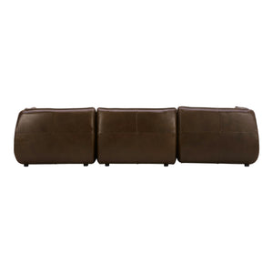 Moe's Home Zeppelin Modular Leather Sectional Sofa - Stylish 70's Inspired Design With Luxurious Comfort And Elegance Brown 100% Top Grain Leather,Solid Wood And Plywood Construction Kq-1018-03