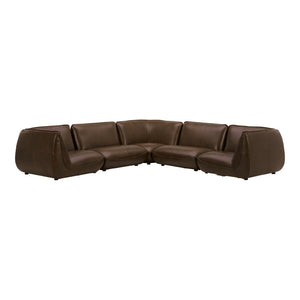 Moe's Home Zeppelin Modular Leather Sectional Sofa - Stylish 70's Inspired Design With Luxurious Comfort And Elegance Brown 100% Top Grain Leather,Solid Wood And Plywood Construction Kq-1020-03