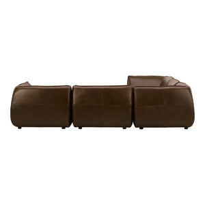 Moe's Home Zeppelin Modular Leather Sectional Sofa - Stylish 70's Inspired Design With Luxurious Comfort And Elegance Brown 100% Top Grain Leather,Solid Wood And Plywood Construction Kq-1020-03