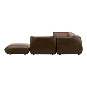 Moe's Home Zeppelin Modular Leather Sectional Sofa - Stylish 70's Inspired Design With Luxurious Comfort And Elegance Brown 100% Top Grain Leather,Solid Wood And Plywood Construction Kq-1022-03