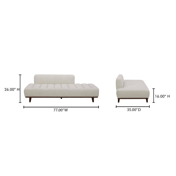Moe's Home Bennett Daybed - Mid-century Modern Elegance With Soft Upholstery And Rustic Charm For Cozy Spaces White 100% Polyester,Solid Wood And Plywood Kq-1026-18