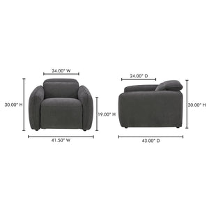 Moe's Home Eli Power Recliner Chair - Sumptuous Plush Comfort With Custom Power Motion Footrest & Headrest Grey 100% Polyester,Solid Wood And Plywood Kq-1027-07
