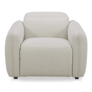 Moe's Home Eli Power Recliner Chair - Sumptuous Plush Comfort With Custom Power Motion Footrest & Headrest White 100% Polyester,Solid Wood And Plywood Kq-1027-18